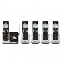 Aparelho de Telefone sem Fio AT&T BL1025 DECT 6.0 com 5 Ramais, Bloqueio e Identificação de Chamadas, Auxílio Auditivo e Alcance Ampliado