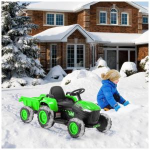 Trator Elétrico Infantil 1 Assento com Controle Remoto, Luz LED, Bateria 12V 30W, MELLCOM , Verde