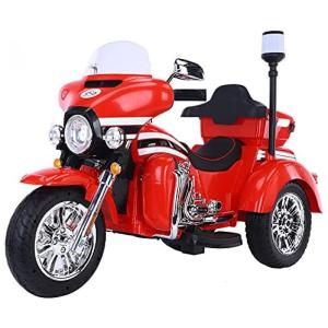 Moto Elétrica Infantil a Bateria 12V 3 Rodas com Sons, Policial, R RUIVIVRE, Vermelho