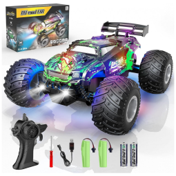 Carrinho de Controle Remoto Escala 1:18 até 20 km, h com Farol e 2 Baterias, BAZOLOTA, Colorido