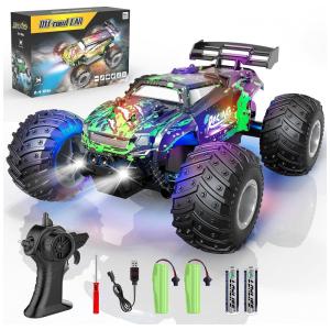 Carrinho de Controle Remoto Escala 1:18 até 20 km, h com Farol e 2 Baterias, BAZOLOTA, Colorido