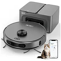 Robô Aspirador SHELIKI D60S MAX 3 em 1 com Base Auto Esvaziamento 70 Dias LiDAR e Sucção 6000Pa Cinza