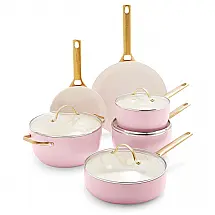 Conjunto de Panelas e Frigideiras Antiaderentes Anodizadas, 10 Peças, GREENPAN CC002445 001, Rosa