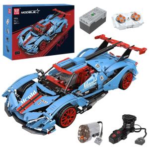 Kit de Construção Carro de Corrida com 1669 Peças para Crianças e Adultos, Mould King 13156, Azul