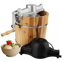 Sorveteira Elétrica Classic Cuisine Balde Madeira Pinho 3,79L Manivela Manual e Pá Elétrica Desligamento Automático 120V