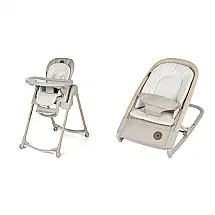 Conjunto Cadeirinha de Alimentação Maxi-Cosi Minla 6-em-1 Aveia e Cadeira de Balanço Kori 2-em-1
