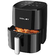 Fritadeira Elétrica Air Fryer 3 Litros 8 em 1 com Controle Digital e Cesta Antiaderente, 110V 1250W, RAMJOY, Preta