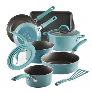 Jogo de Panelas 10 peças com Revestimento Antiaderentes, Rachael Ray, Agave Azul