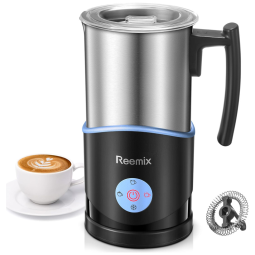 Espumador de Leite Elétrico 325 mL 4 em 1 Multifuncional, 110V, Reemix, Preto