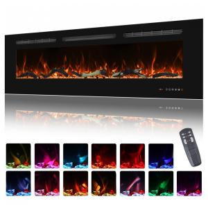 Lareira Elétrica de Embutir A44x172L com Temporizador e Chamas Realista, 110V 1500W, Oxhark Flame, Preta