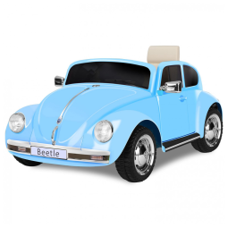 Carro Elétrico Infantil Volkswagen Beetle Forever Source Azul 12V Controle Remoto LED 3 Velocidades, Música e autonomia de 60-90min