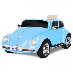 Carro Elétrico Infantil Volkswagen Beetle Forever Source Azul 12V Controle Remoto LED 3 Velocidades, Música e autonomia de 60-90min