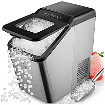 Máquina de Gelo até 13 kg em 24H Portátil em Aço Inoxidável, 110V, Zulay Kitchen, Preta e Prata