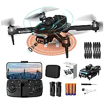 Drone 1080P HD com Câmera Dupla, Prevenção de Obstáculos, 50 Min de Voo, Dobrável e Motor Sem Escova para Iniciantes, Techwonderz, Preto