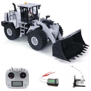 Trator Carregador TOUCAN RC HOBBY WA470 com Controle Remoto, Escala 1.14, Branco