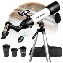 Telescópio Astronômico 500x, com 3 Oculares, FREE SOLDIER CF50080, Branco