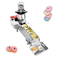 Máquina de Donuts Automática VEVOR DH-15L Inox 3 Tamanhos Fritadeira Comercial 3000W 110V