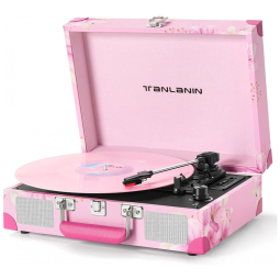 Toca-discos de Vinil com Alto-falantes Embutidos e Gravação USB, Vintage 3 Velocidades Bluetooth Portátil,TANLANIN,
