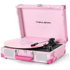 Toca-discos de Vinil com Alto-falantes Embutidos e Gravação USB, Vintage 3 Velocidades Bluetooth Portátil,TANLANIN,