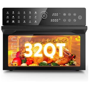 Forno Elétrico 30,2L com Função Airfryer, Controle de Temperatura, Temporizador e Display LED, 110V 1800W, FVZ, Preto