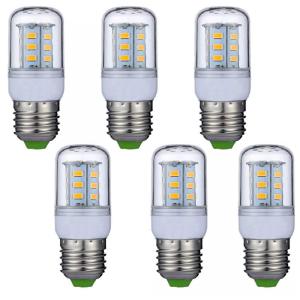 Pacote com 6 Lâmpadas de Milho LED Lxcom Lighting 5W E26E27 Base Média Equivalente a 45 Watts 24 LEDs 5730 SMD Branco Quente 3000K 450LM