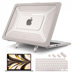 Capa Rígida Batianda Honeycomb MacBook Air 13,6" Cinza-Rocha – Modelos A2681, A3113, A3240 com Suporte Dobrável e Proteção Completa