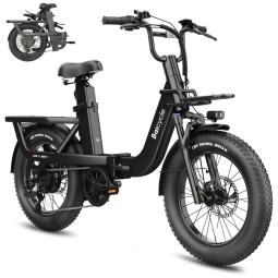 Bicicleta Elétrica Dobrável Baicycle A02 Preta | Motor 1500W, Bateria 48V 15,3Ah, Suspensão Avançada