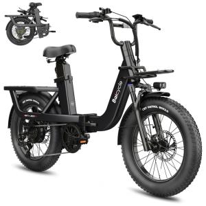 Bicicleta Elétrica Dobrável Baicycle A02 Preta | Motor 1500W, Bateria 48V 15,3Ah, Suspensão Avançada