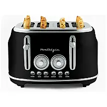 Torradeira Elétrica Retrô Vintage 4 Fatias com 6 Níveis de Tostagem e Bandeja de Migalhas Removível, 110V 1400W, Nostalgia, Preta
