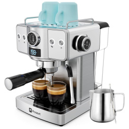Máquina de Café Expresso de Alta Pressão 20 Bar com Bocal de Leite e Tanque de Água de 1,8L, 110V 1350W, Frossvt, Prata