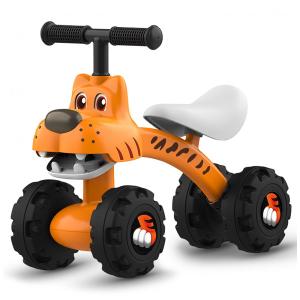 Bicicleta sem Pedal Infantil Tigre com 4 Rodas para Crianças de 1 a 4 Anos, YGJT, Laranja