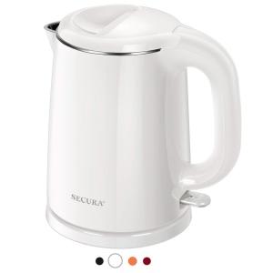 Chaleira Elétrica 1L em Aço Inoxidável com Desligamento Automático e Proteção Contra Fervura, Branca, 110v, SECURA SWK 1001DW, Branco