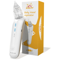 Aspirador Nasal Elétrico para Bebê MOMTORY Recarregável com Sons Suaves e 3 Níveis de Sucção, Branco