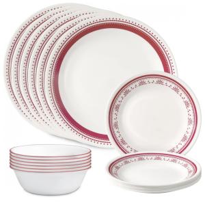 Aparelho de Jantar Corelle Everyday 18 Peças para 6 Pessoas, Durável e EcoFriendly, Pratos e Tigelas de Vidro com Borda Mais Alta