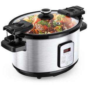 Panela Elétrica 5L Programável com Tela LCD, Aço Inoxidável, 270W, 110v, LEUWD SC001, Prateado