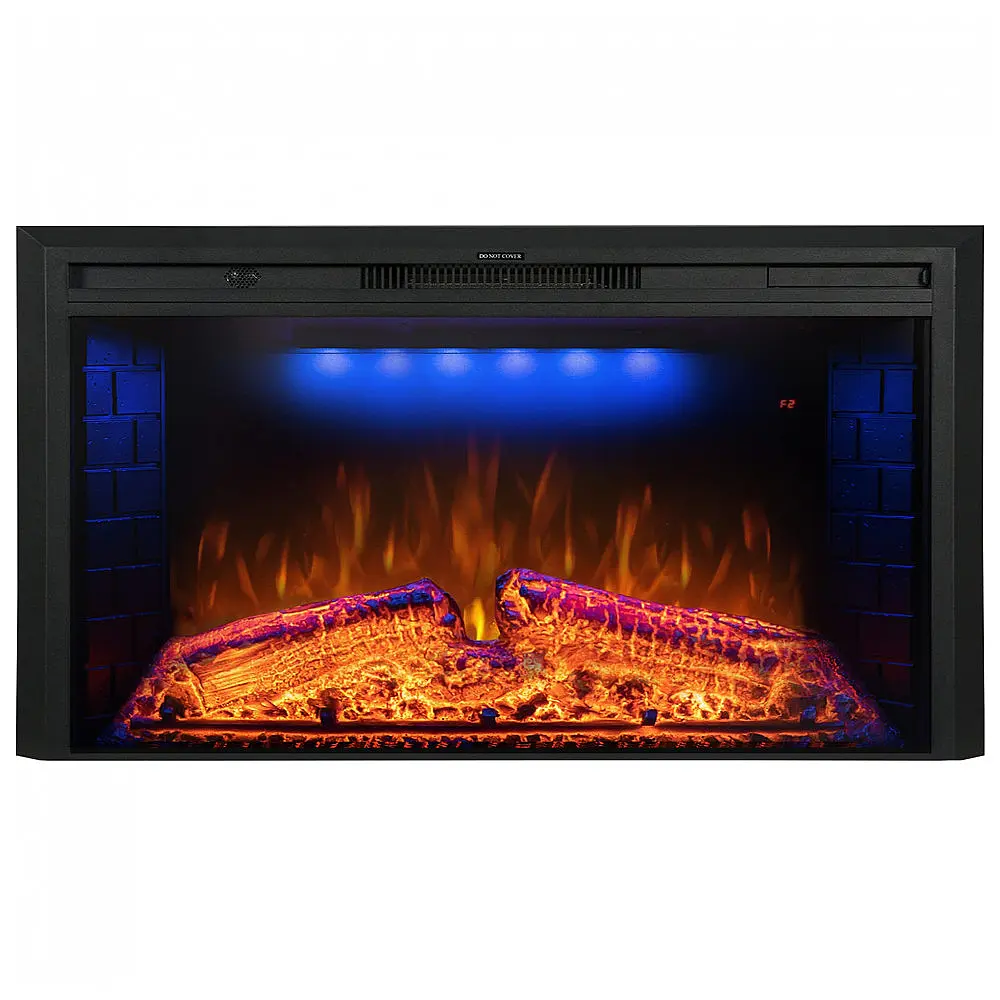 Lareira Elétrica de Embutir A69x109L com Crepitação de Som, 110V 1500W, Benrocks, Preta