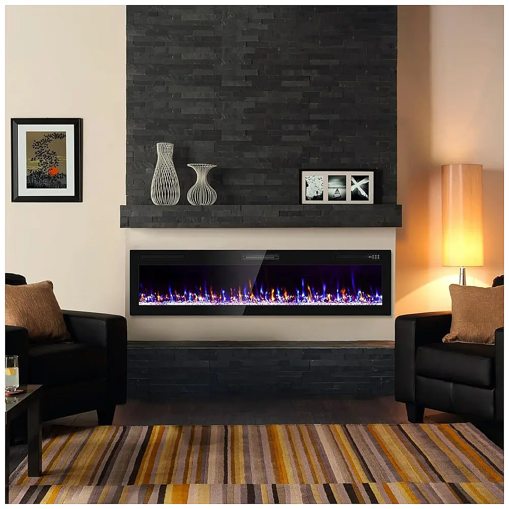 Lareira Elétrica Eueiriup 183x46cm 1500W 12 Cores LED Embutir 110V — foto 3