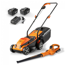 Conjunto de Cortador de Grama e Soprador de Folhas Sem Fio LawnMaster 24VMWBL 24V com 2 Baterias de 4.0Ah e Carregador