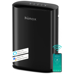 Purificador de Ar com Filtro True HEPA H13, Área até 200 m2 e Controle por APP, HIMOX, Preto