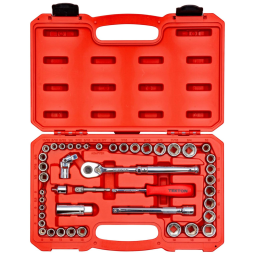 Ferramenta Automotiva Soquetes de 6 Pontos Estojo Com 45 Peças, TEKTON SKT95301, Vermelho