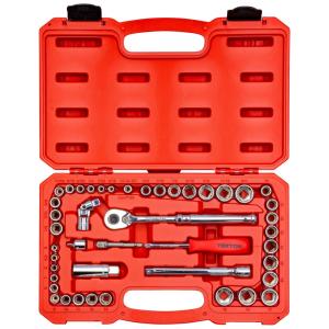Ferramenta Automotiva Soquetes de 6 Pontos Estojo Com 45 Peças, TEKTON SKT95301, Vermelho
