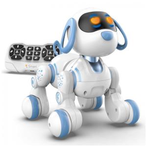 Robô de controle remoto STEMTRON cachorro/gato interativo com toque música e dança azul