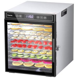 Máquina desidratadora de alimentos Tinzida para carne seca, guloseimas para cães, ervas, vegetais, secador de frutas, 10 bandejas de aço