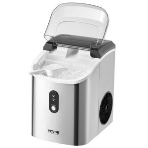 Máquina de Gelo até 11 kg em 24H Portátil com Colher e Cesta de Gelo, 110V, VEVOR, Cinza e Preto