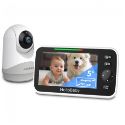 Babá Eletrônica Câmera Áudio com Zoom Remoto Panorâmica sem WiFi, HelloBaby, Branca