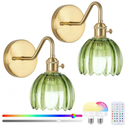 Rnzziw Arandela Vintage Recarregável com Controle Remoto RGB e Ajuste de Brilho - Kit 2 Unidades Verde 23cm