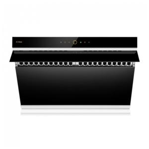 Coifa de parede ou embutir 76cm FOTILE preta vidro temperado inclinado dupla sucção motor duplo LED comando por toque 110V