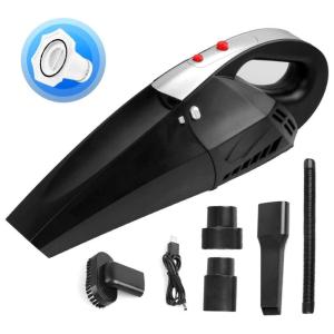 Aspirador de Pó Automotivo Portátil Carro e Casa Sem Fio Pó Úmido e Seco USB LED 12V 120W de Alta Sucção, BORELOR, Preto
