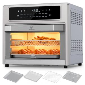 Forno Elétrico 18 em 1 com Capacidade de 25L, Material de Aço Inoxidável, Recursos de Zona Dupla e Tela Digital, 110V 1700W, Kitchen Elite