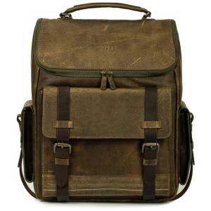 Mochila Masculina de Couro para Laptop, VELEZ, Verde